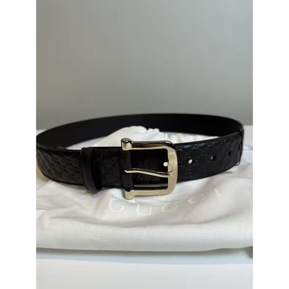 Authentic New Gucci Leather Belt Size 80 Dark Brown